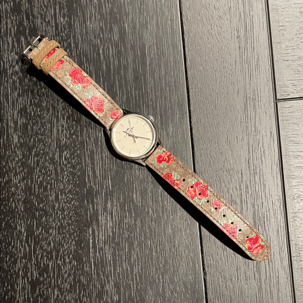 Coach Floral Tan and Red Women's Watch